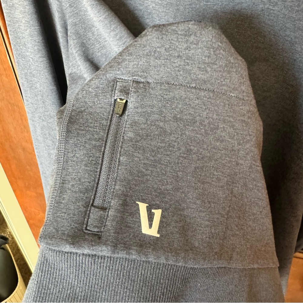 Vuori blue Gray Pullover Sweatshirt with Logo Patch